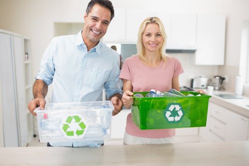 Recycling process during rubbish clearance in West London